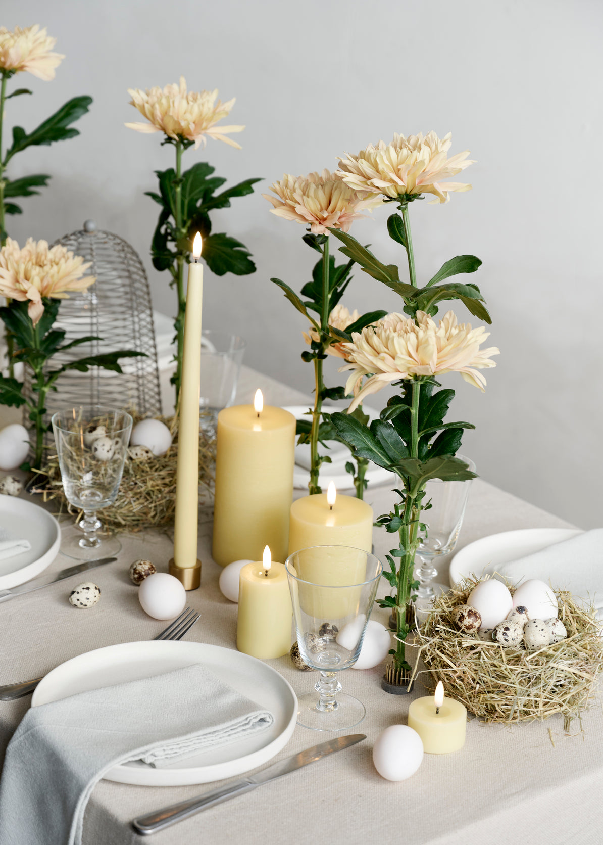 LED Rustic pillar lys, Wheat Yellow - H15 cm.